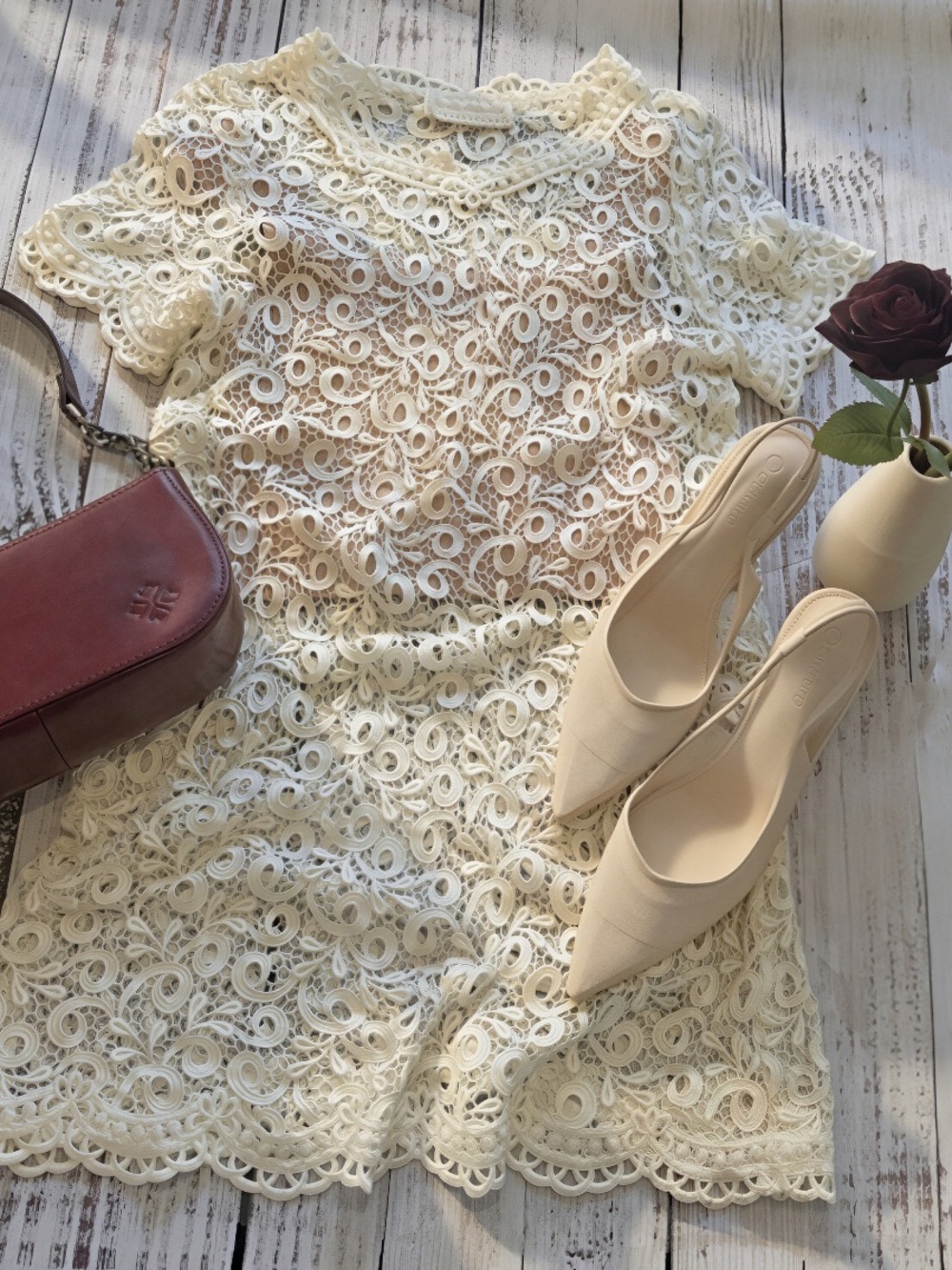 Vintage Jessica McClintock Sheer Lace Mini Dress